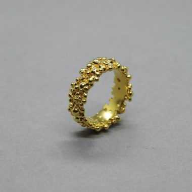 auksuoto sidabro žiedas, autorinė juvelyrika, kregždžių lizdas
