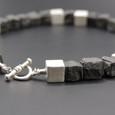 Bazaltas, sidabras, vėrinys, kaklo papuošalai